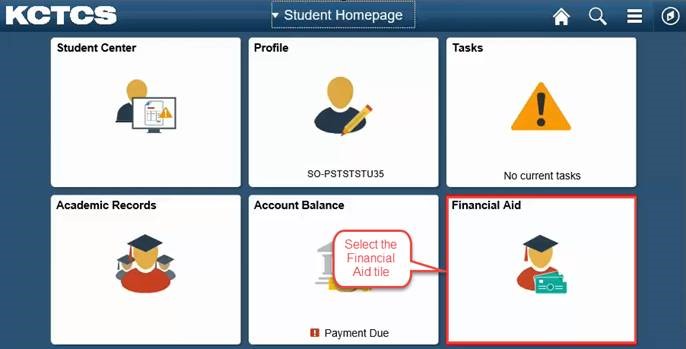 Financial Aid tile on Student Self-Service