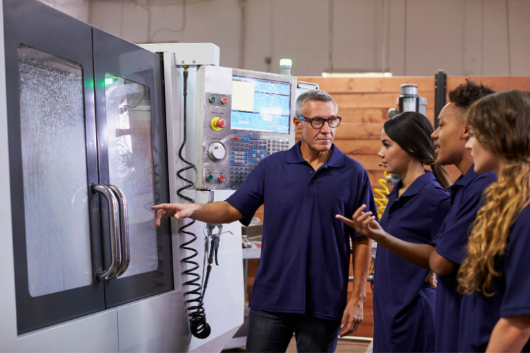 group of apprentices learning