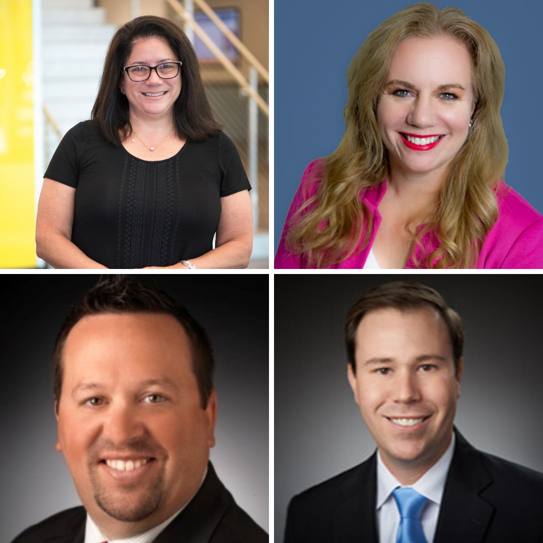 four new board members: Justin Vanderglas, Lisa Desmarais, Gina Douthat, and Ryan Gentil