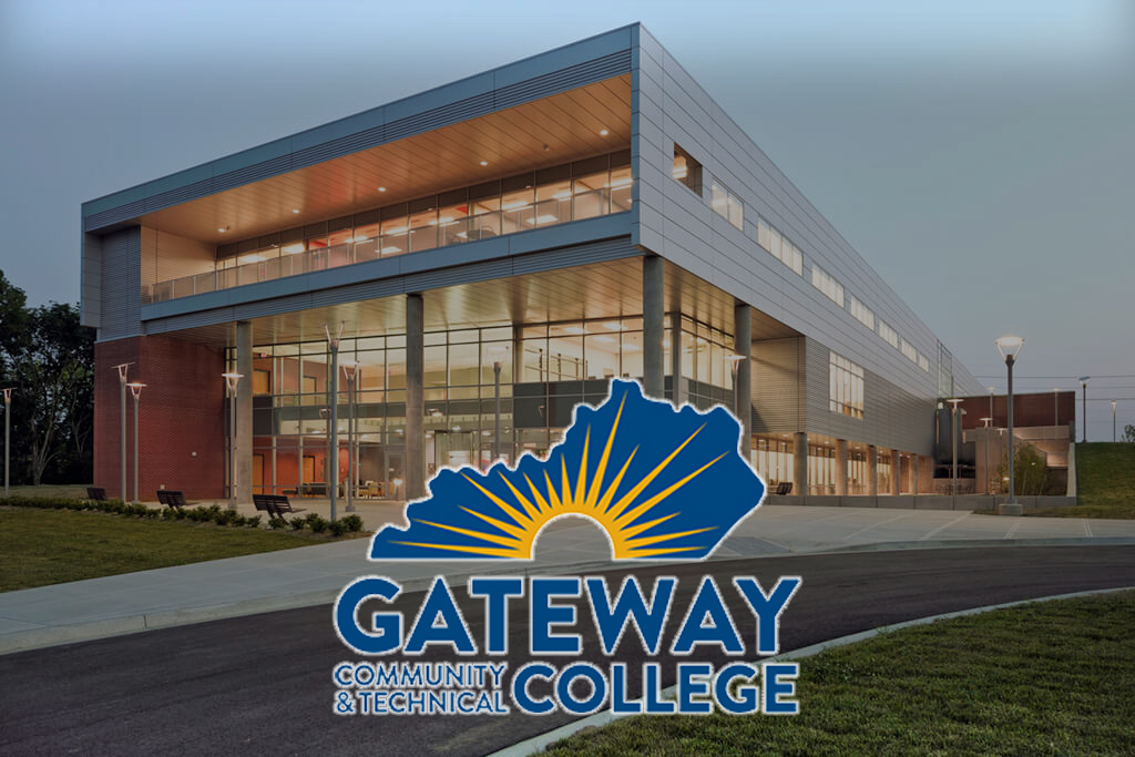 Gateway building with logo